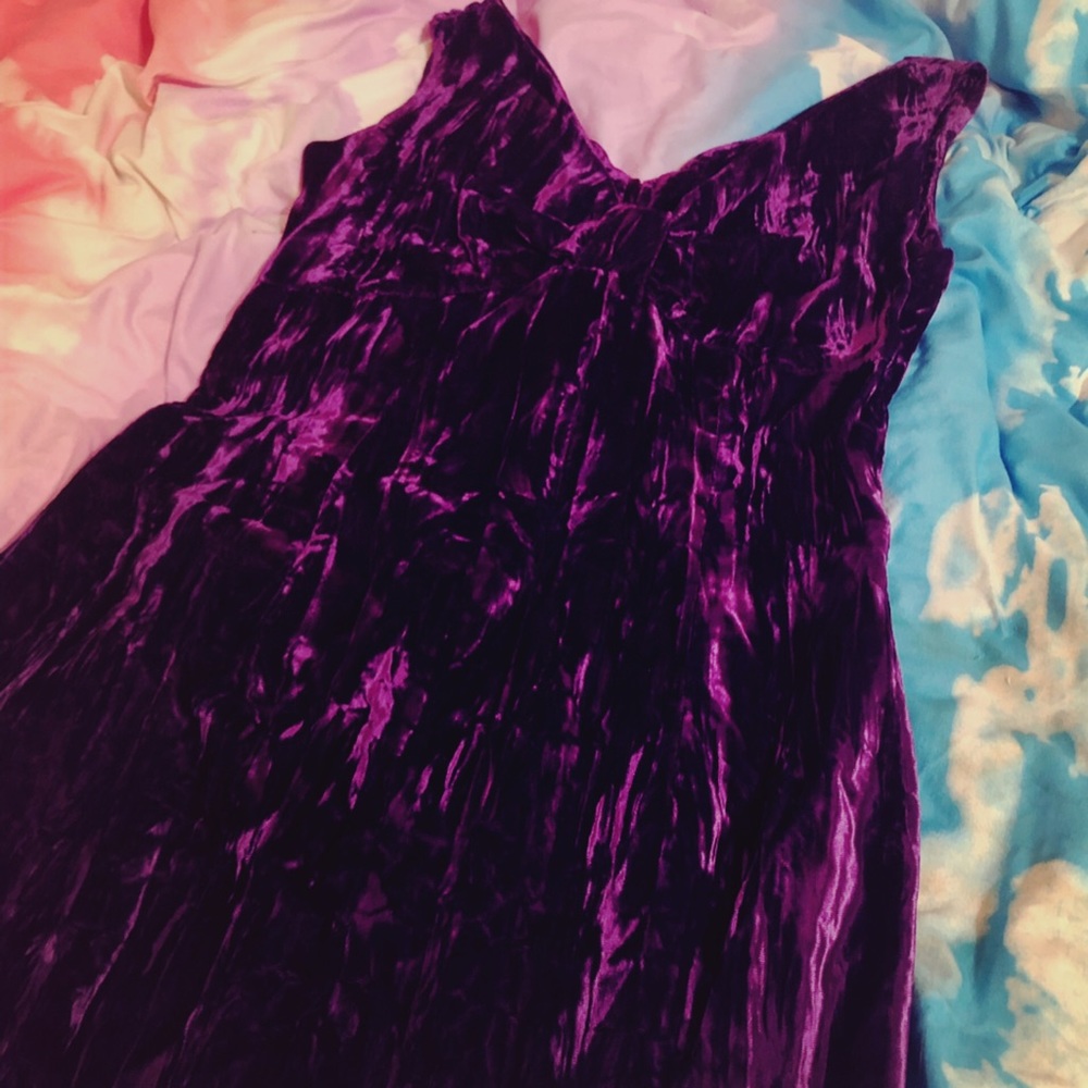 Vintage 80s Plum Purple Velvet Dress